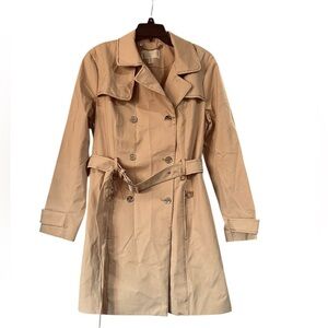 MICHAEL Michael Kors Trench Rain Coat - Womens Large - Light Tan - Gold Hardware